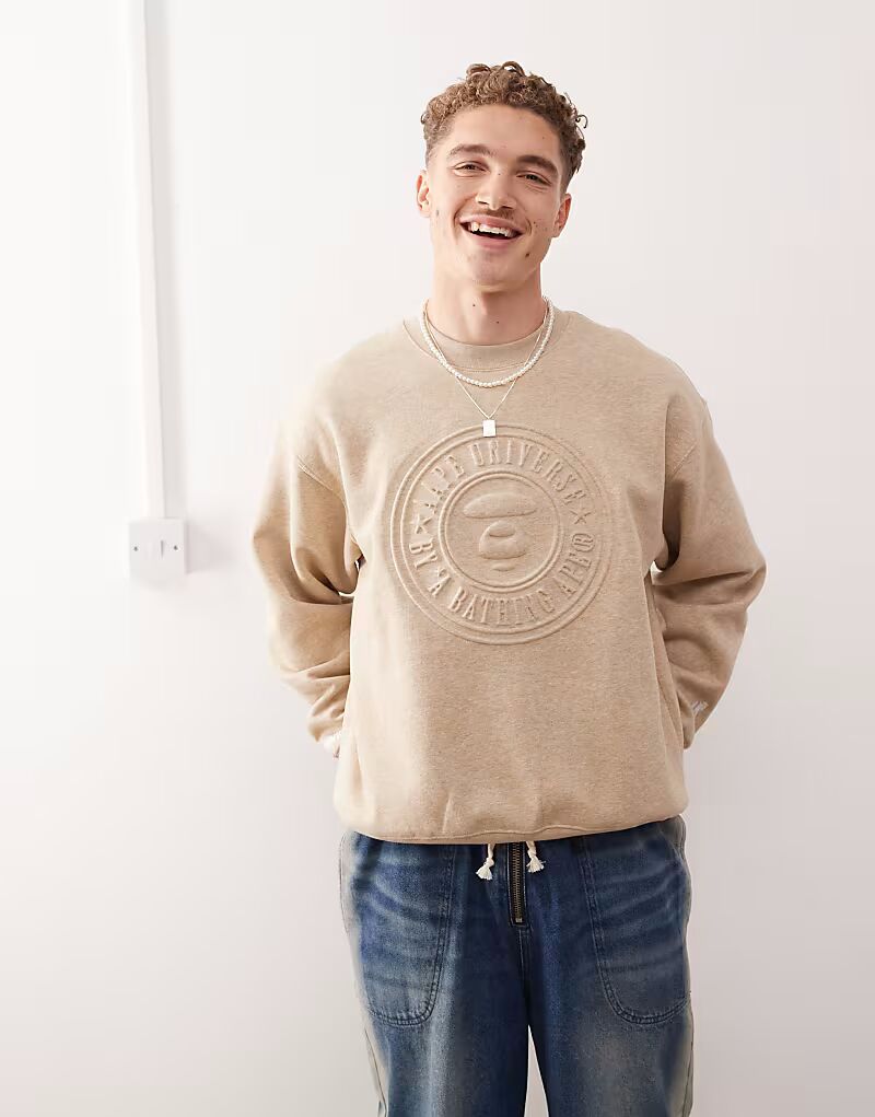 

Бежевая толстовка с тисненым логотипом AAPE BY A BATHING APE