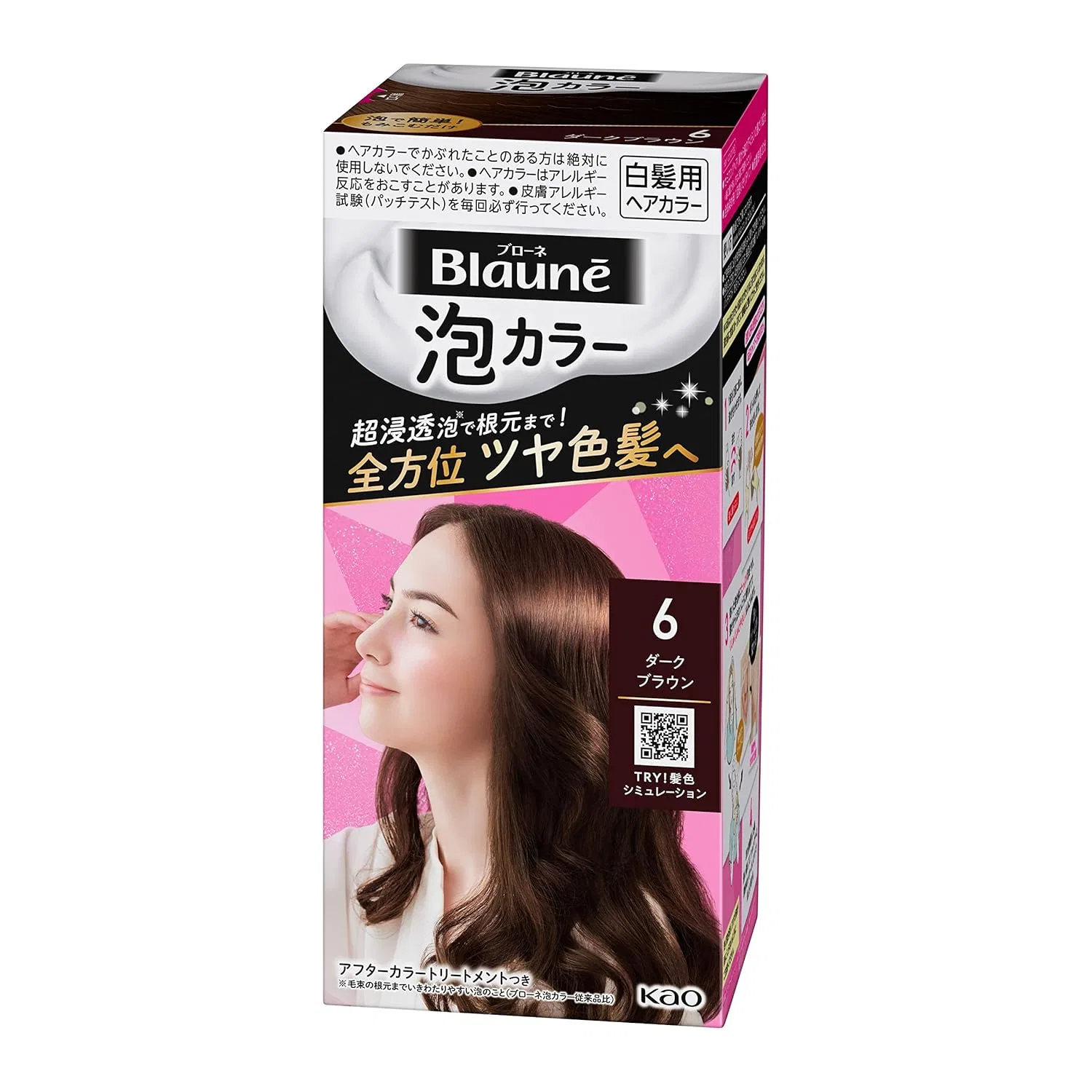Пенная краска для седых волос «Blaune Foam Colour 6» от Kao Blaune