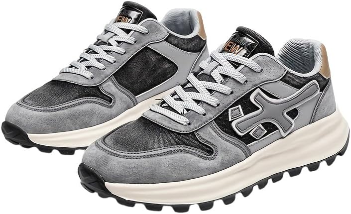 

Модные и спортивные кроссовки для мужчин - однотонные, низкие, на шнуровке, идеально подходят для повседневной носки, бега, походов и активного отдыха Hoalox, черный/серый