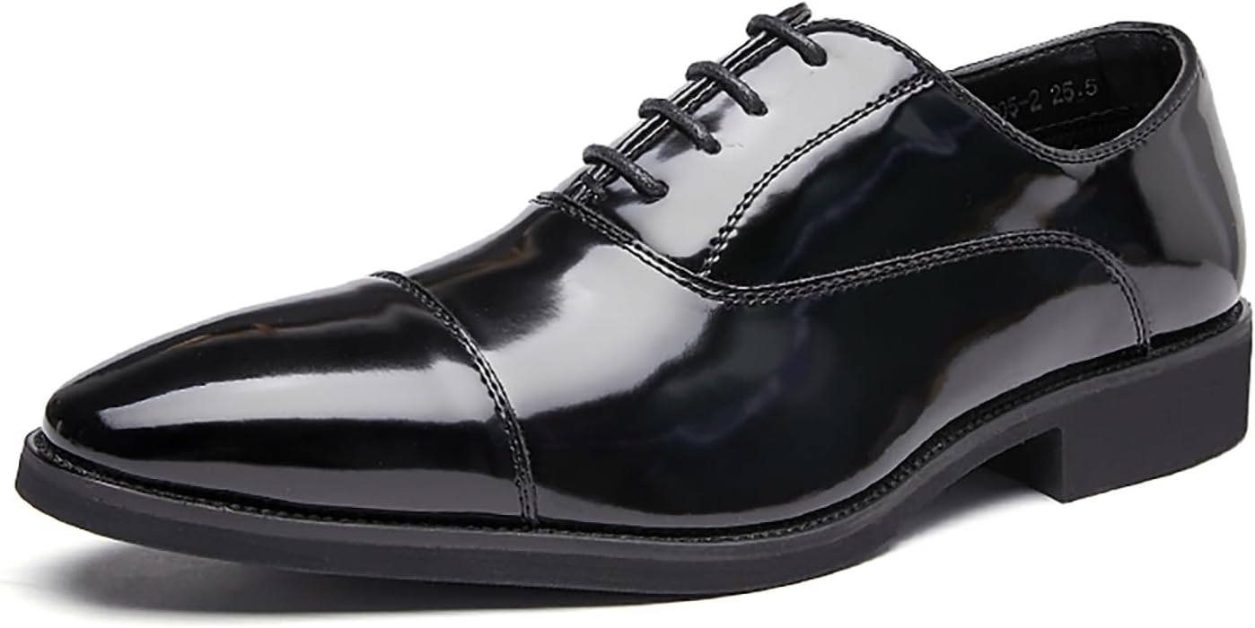 

Мужские классические туфли, формальные деловые оксфорды из лакированной кожи Generic, черный