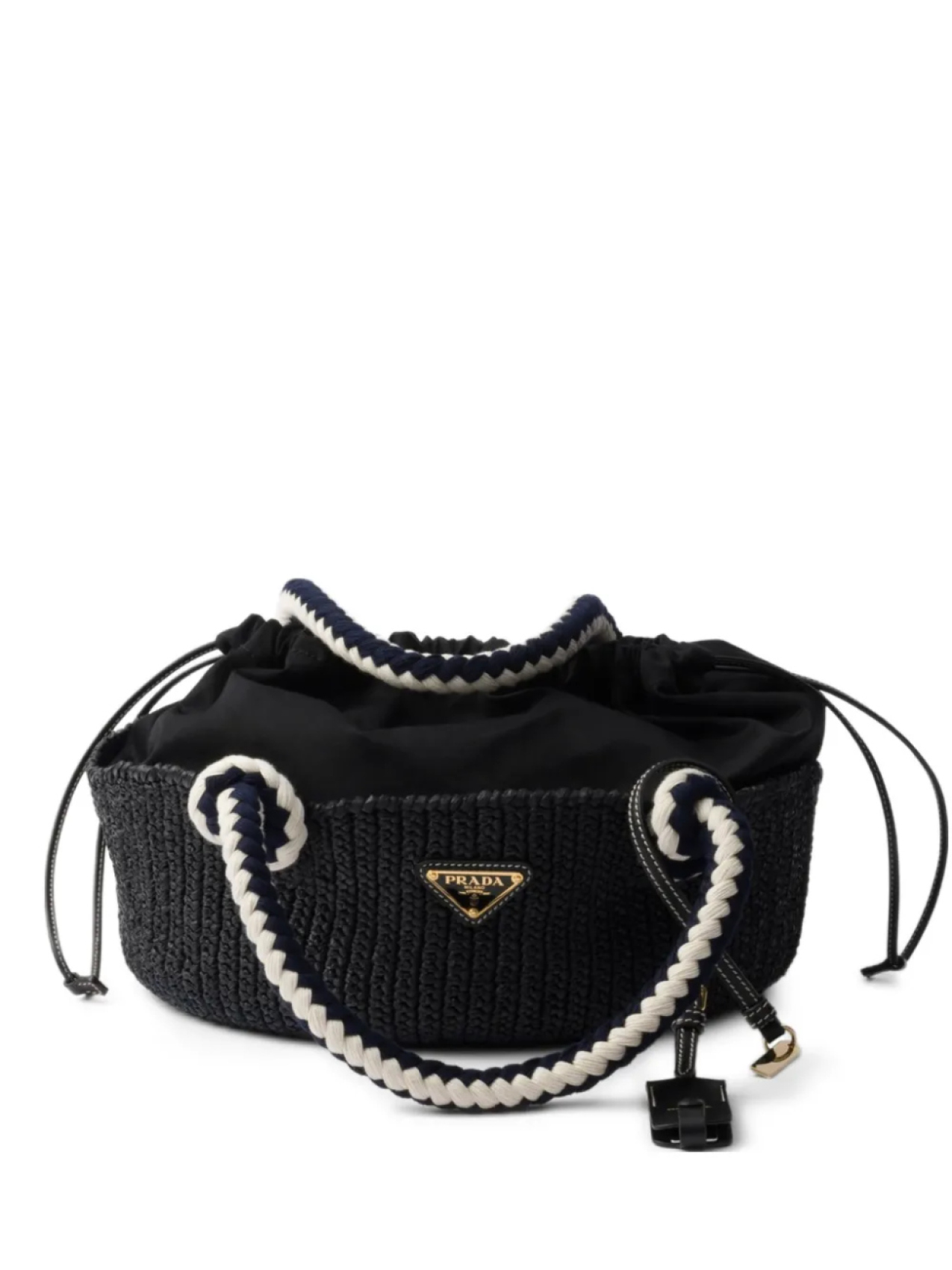 

Маленькая сумка-тоут Prada, связанная крючком, черный