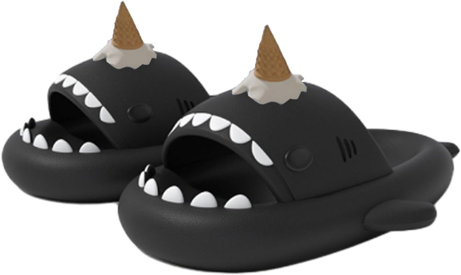 

Шлепанцы «Акула-мороженое», милые мультяшные 3D домашние тапочки в виде акулы-облака для женщин и мужчин Generic, черный