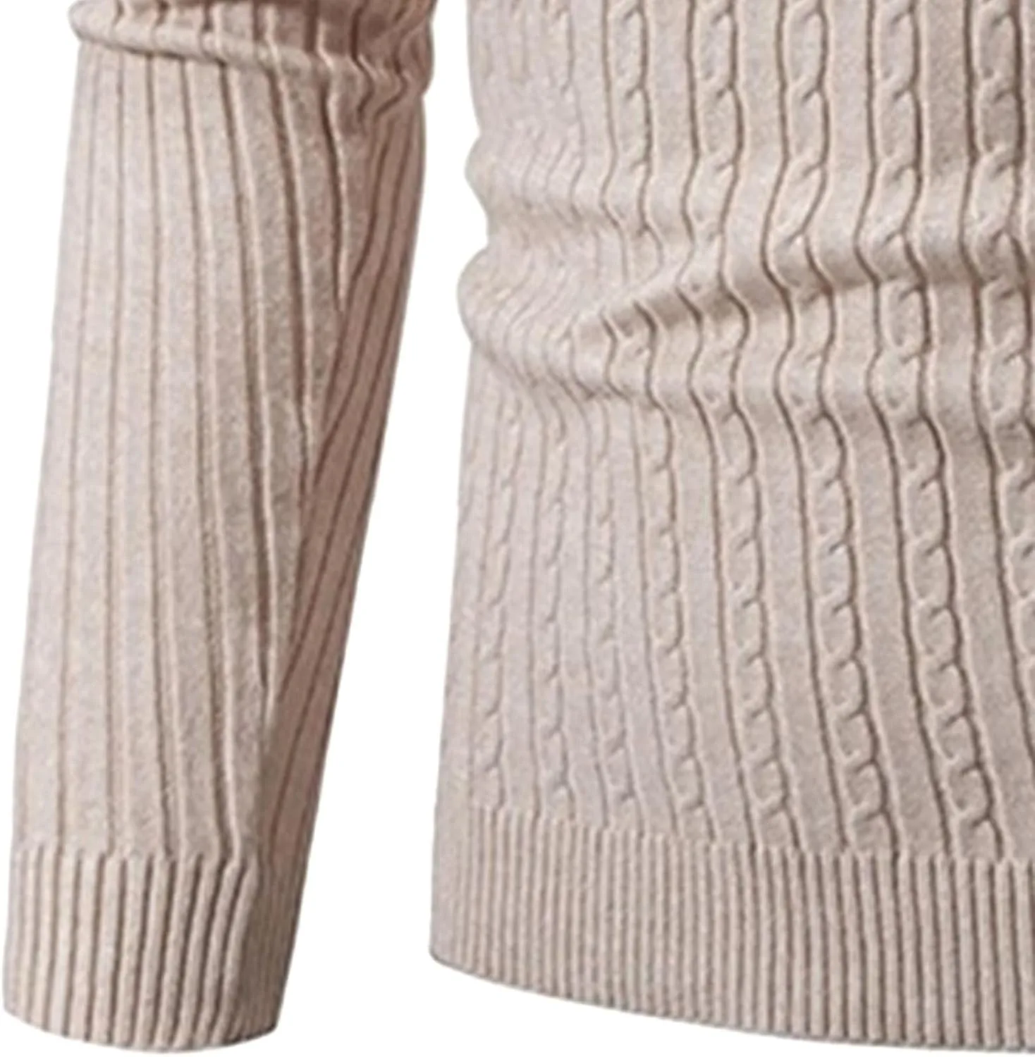 Мужской осенне-зимний тонкий водолазный свитер Casual Cable Knit с длинными рукавами — фото 3