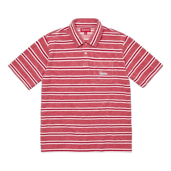 

Рубашка поло stripe terry s/s polo 'red white' Supreme, красный