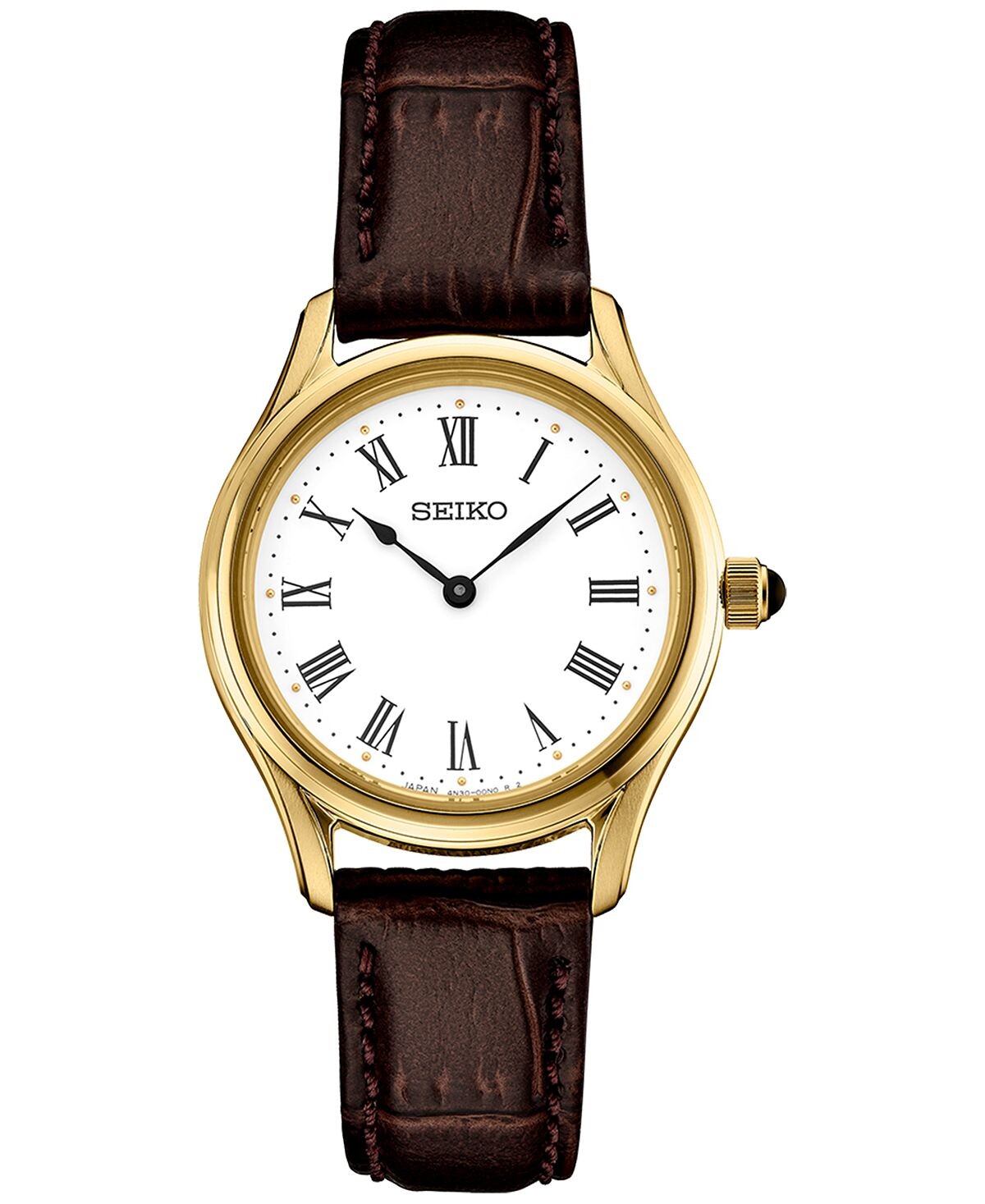 

Женские часы Essentials с коричневым кожаным ремешком, 29 мм Seiko, белый