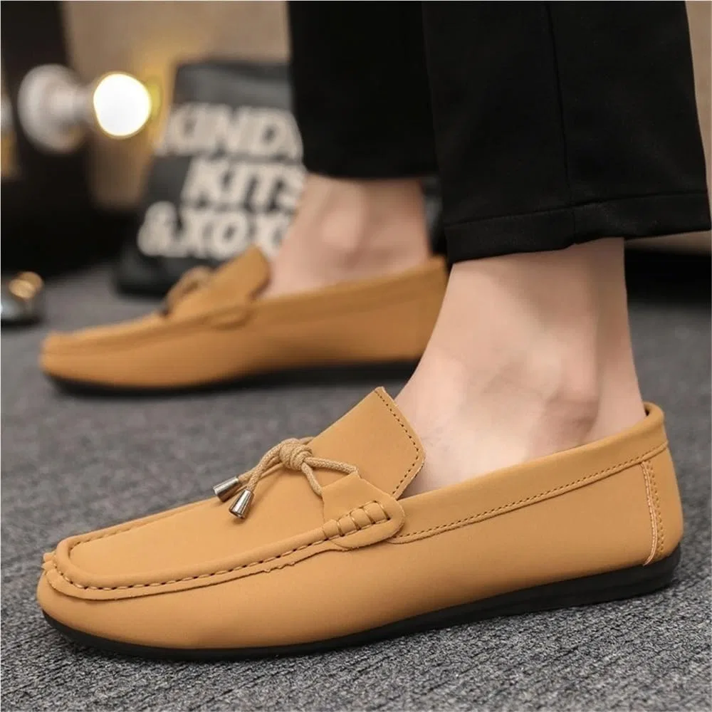 Лоферы на каждый день, замшевые, Slip On, круглый носок, классические, однотонные, желтые DHFIRUFSHLO — фото 3