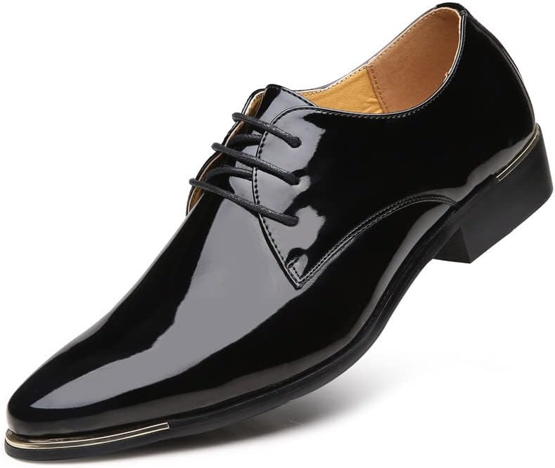 

Мужские туфли из лакированной кожи с острым носком для официальных и повседневных мероприятий, свадьбы Waolsu, черный