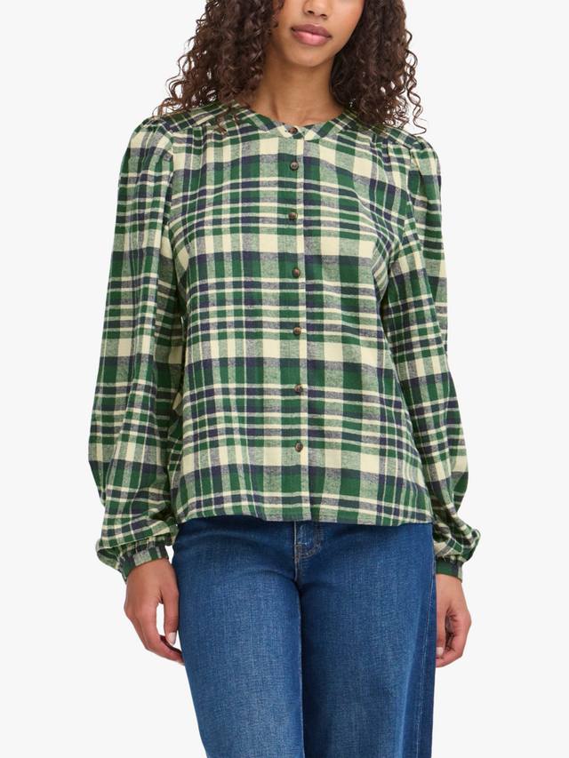 

Tamanna хлопковая блуза с длинными рукавами и круглым вырезом в клетку ICHI