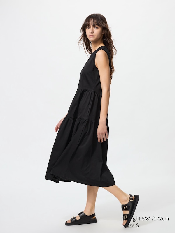 

Платье из мерсеризованного хлопка без рукавов Uniqlo, черный
