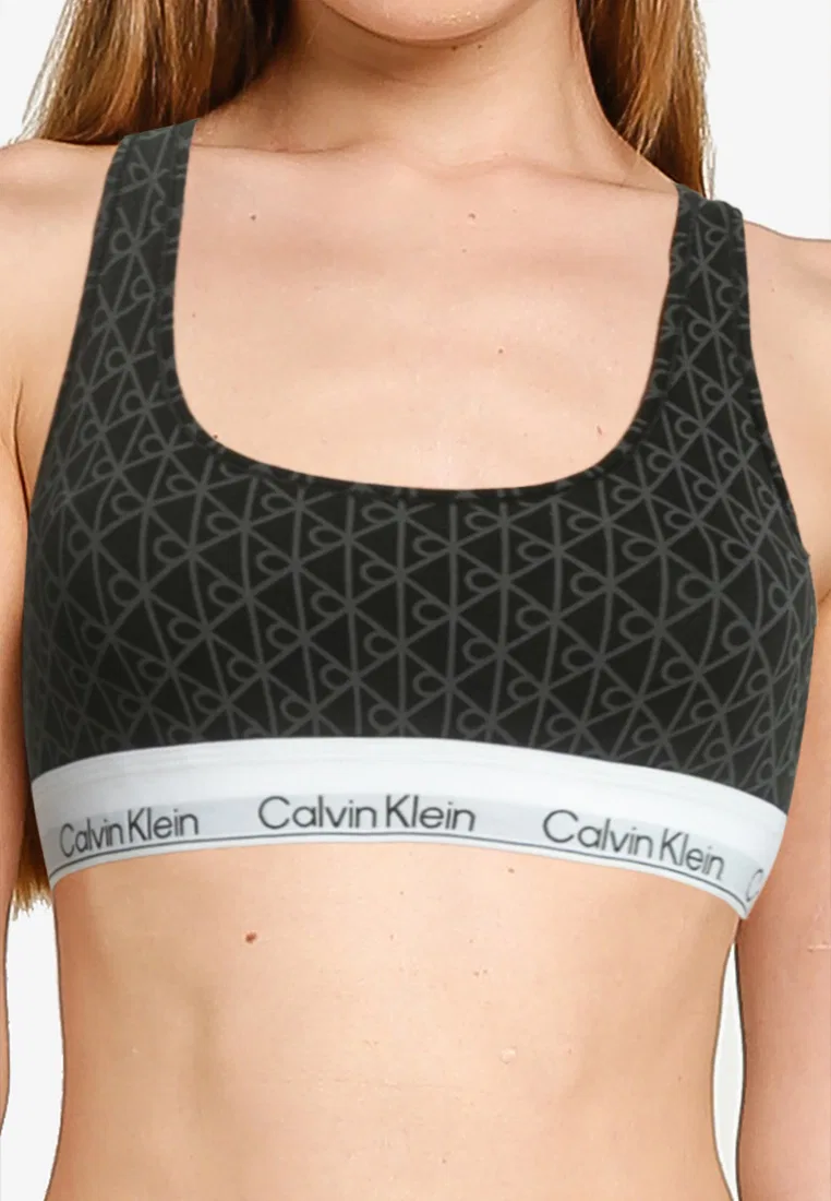 Бюстгальтер-бралетт, хлопок и модал, Calvin Klein, черный/серый — фото 3
