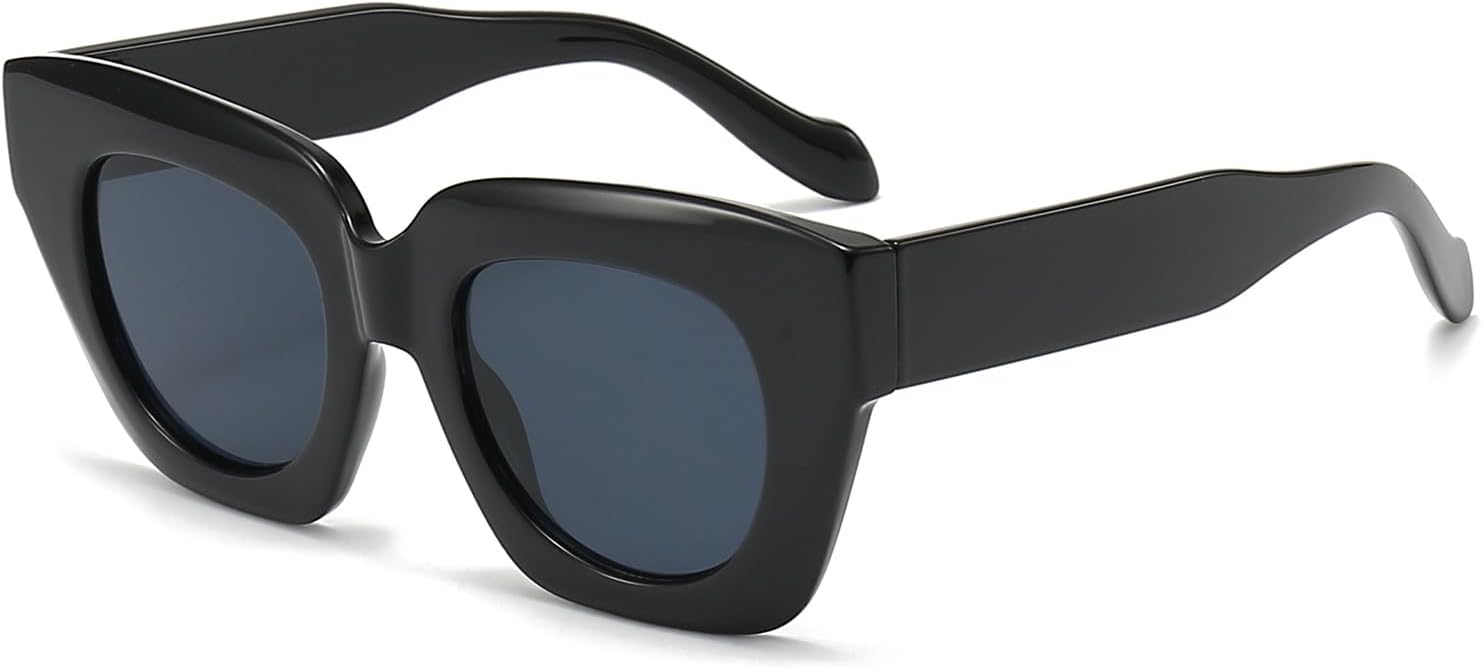 

Солнцезащитные очки YAMEIZE в винтажной квадратной оправе с толстой рамкой - ретро-очки "кошачий глаз" с защитой от УФ-излучения для женщин и мужчин, для активного отдыха на природе, Black Grey