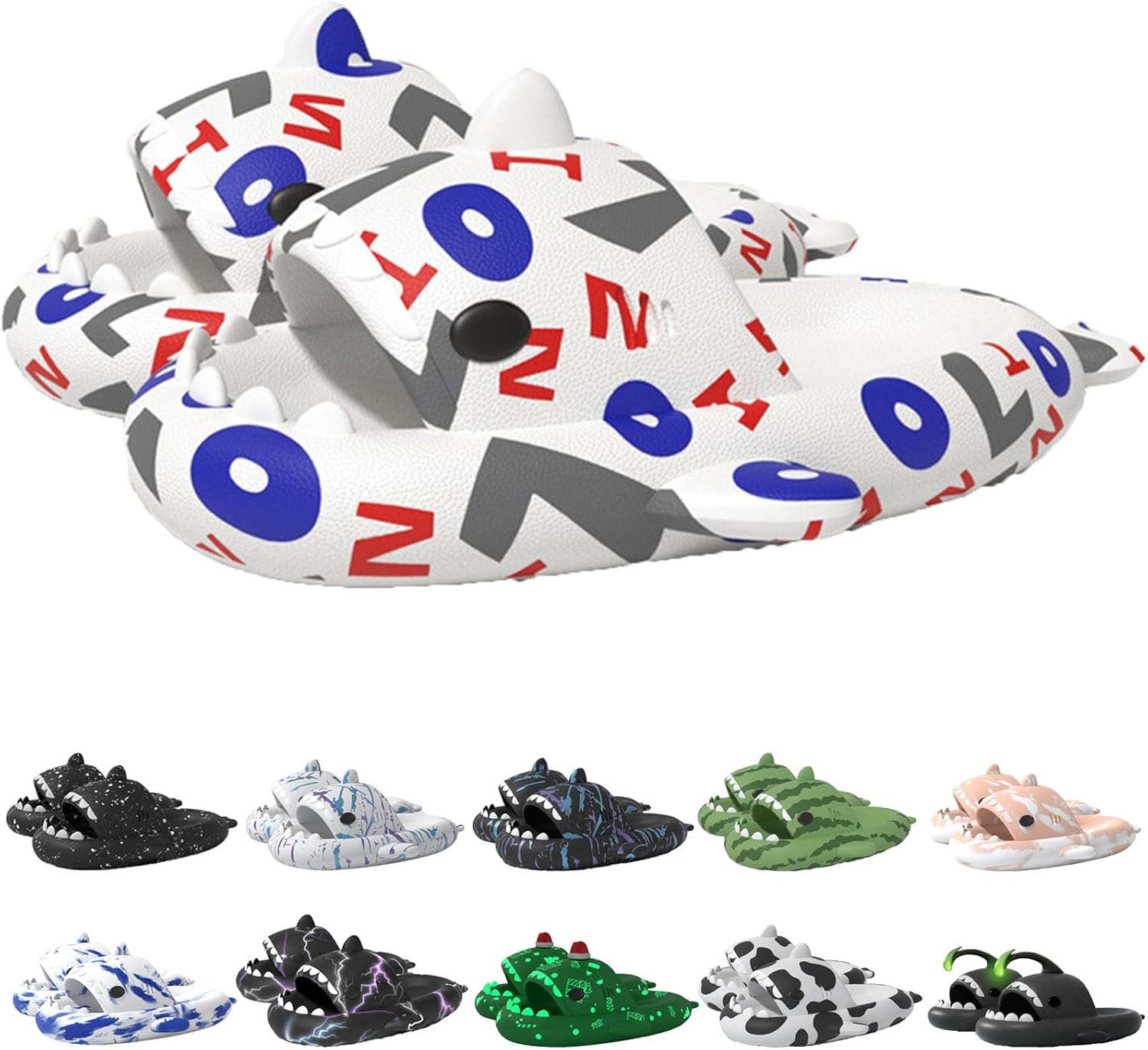 

Оригинальные шлепанцы Sharklas Polares, оригинальные Sharklas, шлепанцы Sharky, шлепанцы с изображением акулы, сандалии Shark Slides для женщин и мужчин Jfxgjuv, белый