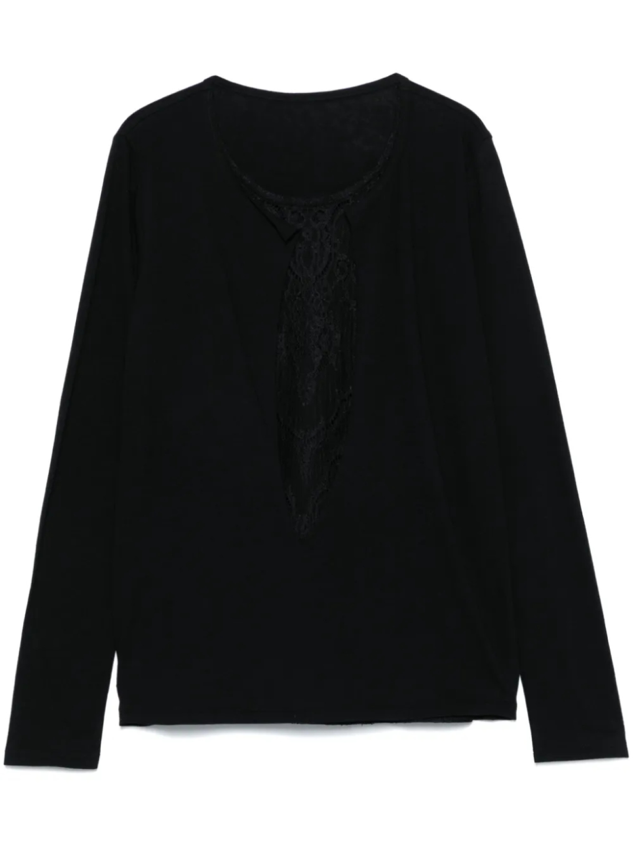

Футболка с кружевными деталями Yohji Yamamoto, черный