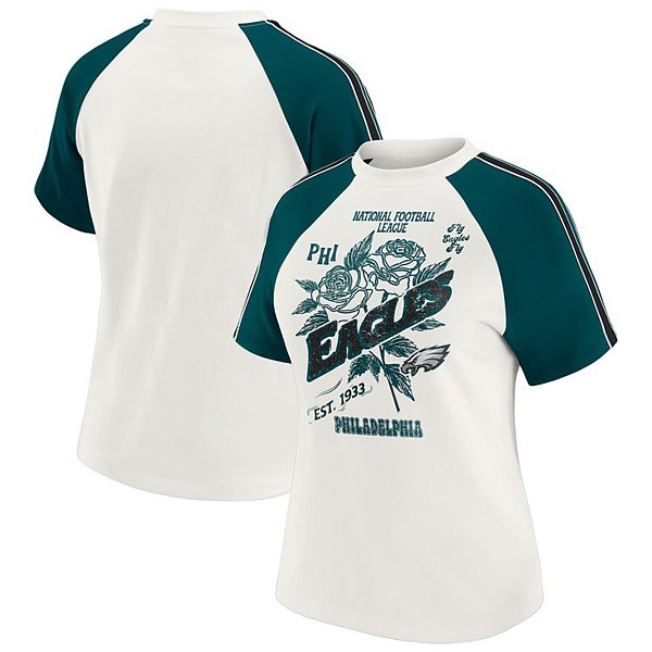 

Женская белая футболка raglan philadelphia eagles с рукавами в полоску и эффектом поношенности Wear By Erin Andrews, Белый, Женская белая футболка raglan philadelphia eagles с рукавами в полоску и эффектом поношенности Wear By Erin Andrews