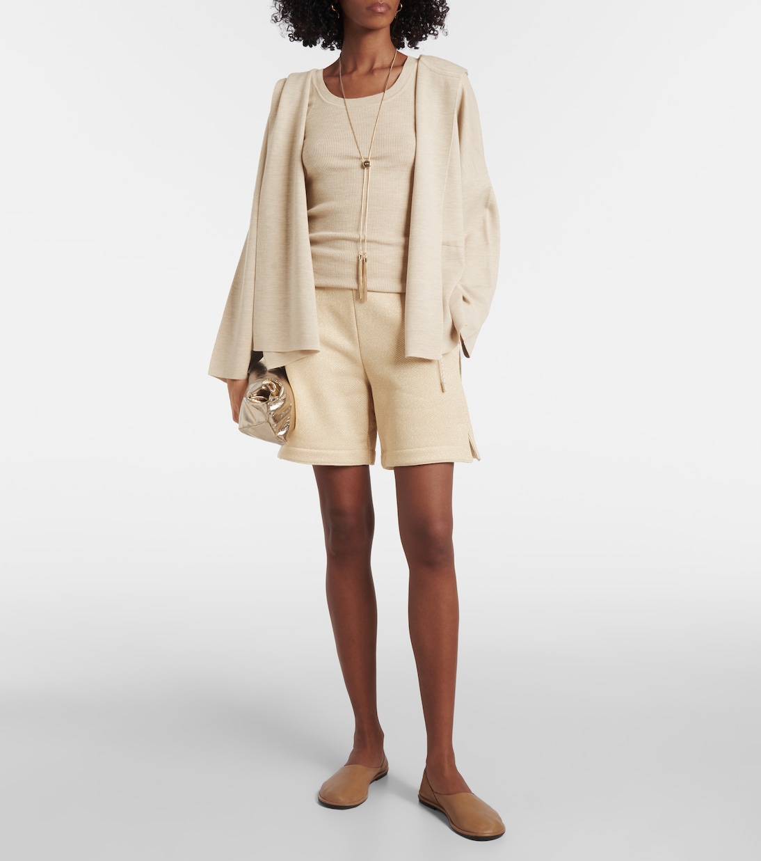 Шорты из смесовой хлопковой ткани Max Mara, Albino — фото 2