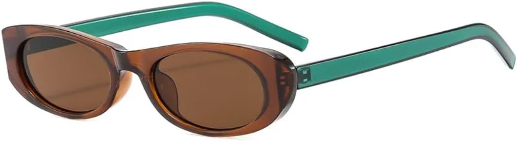 

Солнцезащитные очки с защитой UV400 | Маленькая оправа, овальные линзы в стиле панк | Цветные линзы | Для женщин и мужчин | Для занятий спортом на открытом воздухе и вождения DSVIGF, Brown Brown