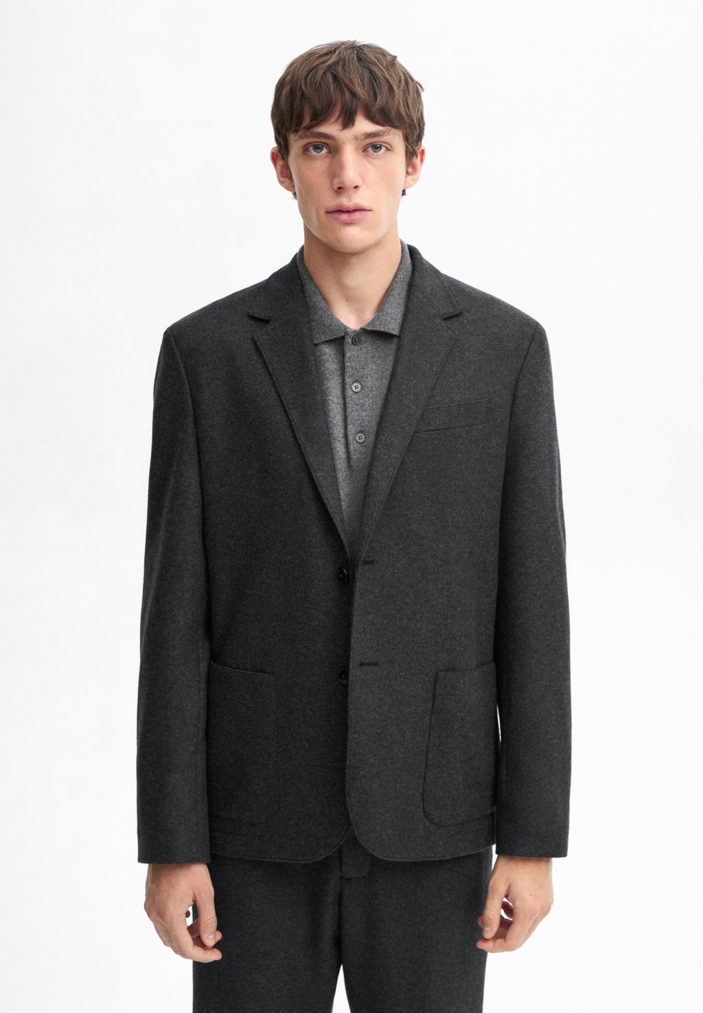 

Пиджак-блейзер FLOWING Massimo Dutti, темно-серый