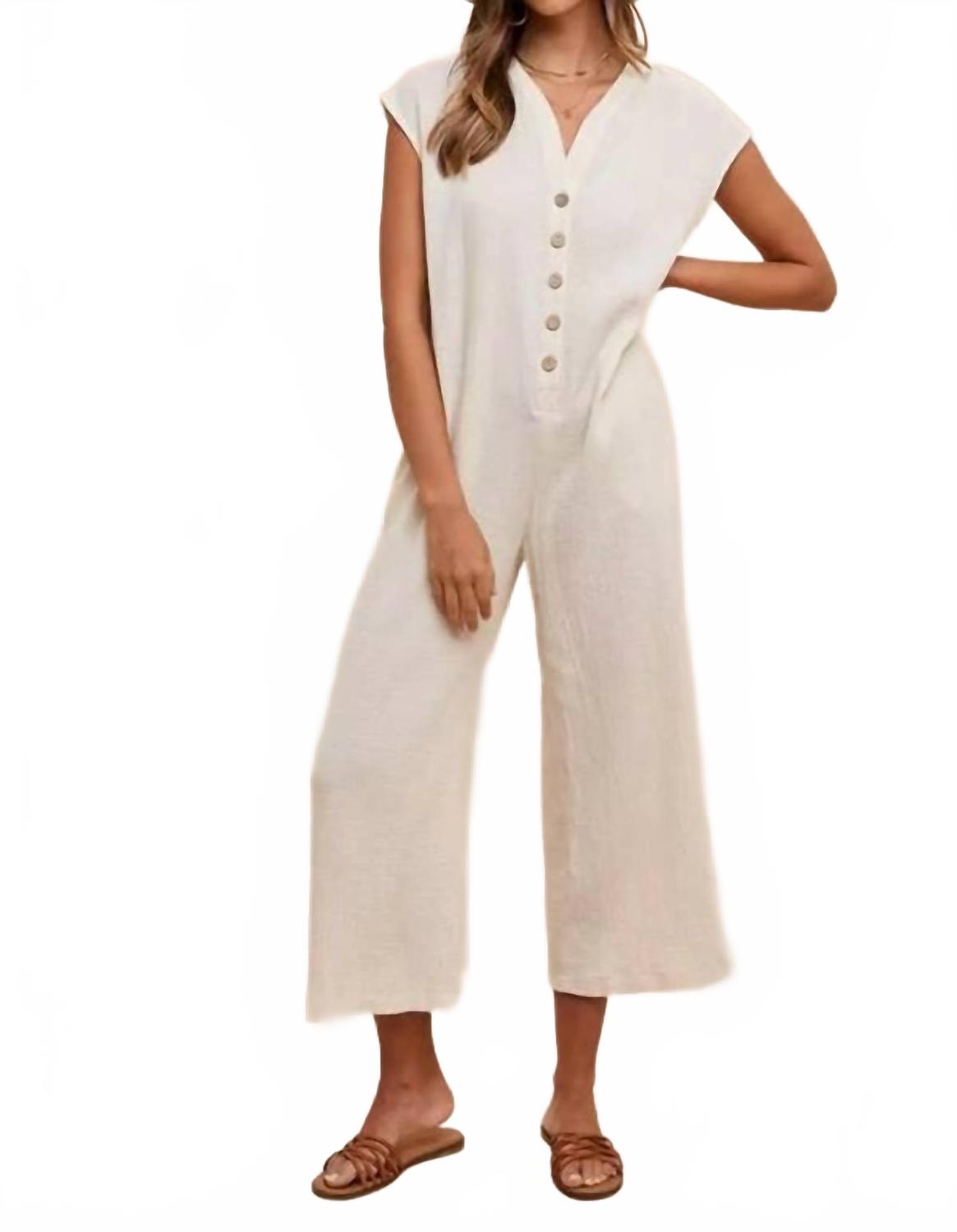 

Хлопковый комбинезон с пуговицами кремового цвета AnnieWear