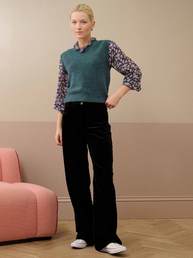 

Топ с V-образным вырезом из смесовой шерсти альпака и мериноса Brora, Airforce