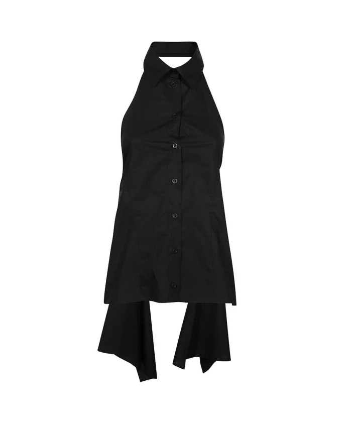 

Хлопковая рубашка без рукавов с открытой спиной Msgm, черный