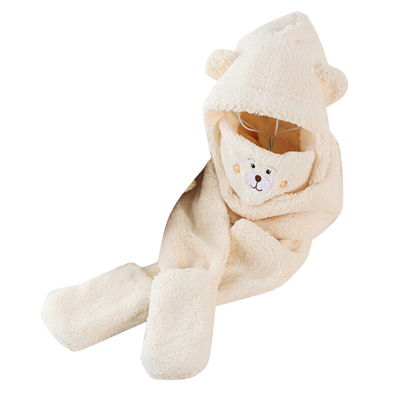 

Haolebao теплый универсальный шейный шарф из четырех частей, защита ушей, шарф с капюшоном, перчатки, милый плюшевый мишка, осенне-зимний утолщенный хаки