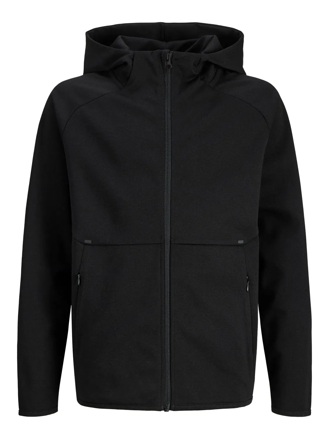 Толстовка на молнии, капюшон, JACK & JONES Junior, черный