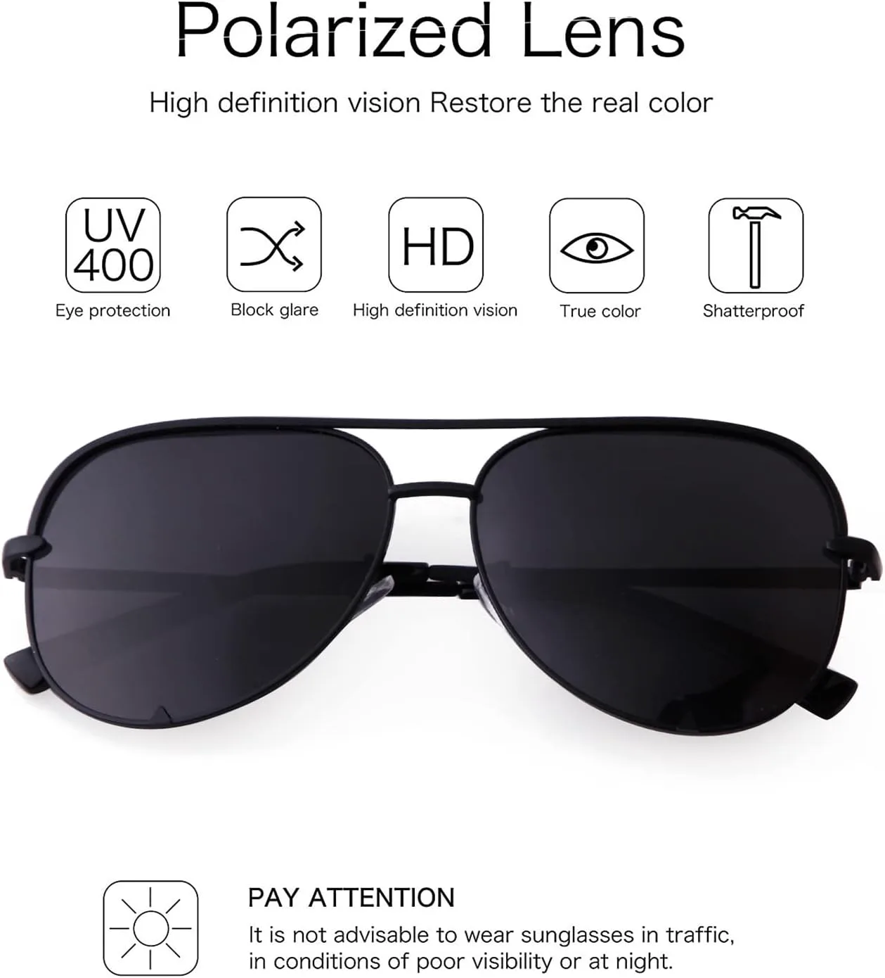 

Классические поляризованные солнцезащитные очки-авиаторы KFPH в стиле милитари с защитой от УФ-излучения UV400 для мужчин и женщин, Black/Grey+black/Blue