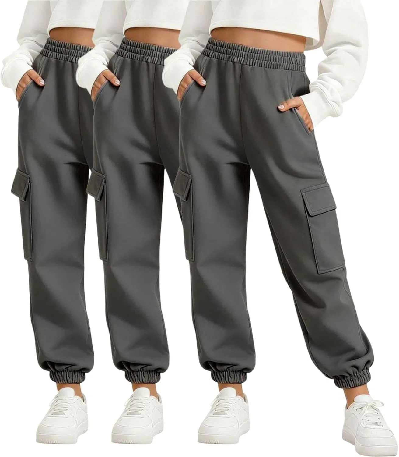 Детские спортивные брюки карго Zzalalana, 3 шт, Dark Gray