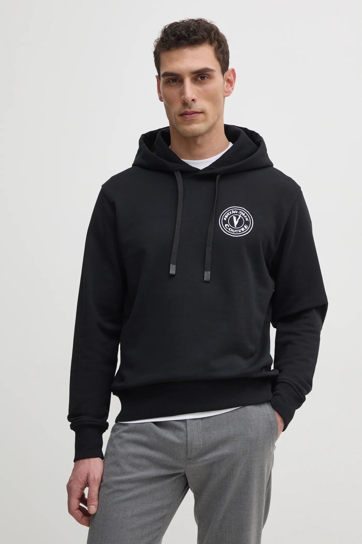 

Хлопковая толстовка Versace Jeans Couture, черный