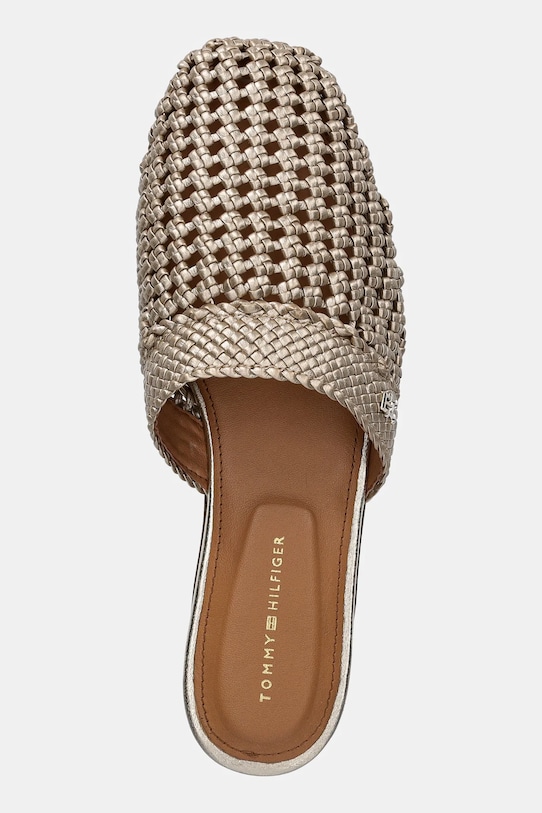 Кожаные шлепанцы CROCHET METALLIC MULE с плетеным декором Tommy Hilfiger, золотой — фото 4