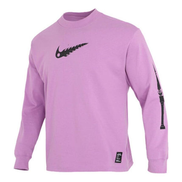 

Футболка men's totem printing breathable casual sports pullover long sleeves purple t-shirt Nike, фиолетовый