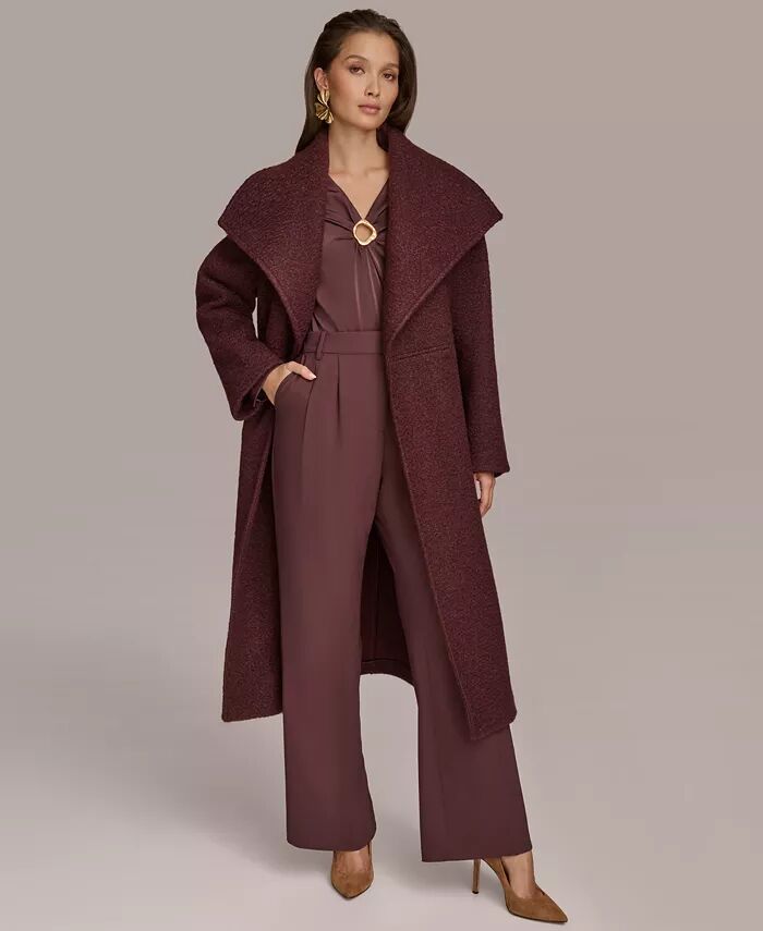 

Пальто с завязкой спереди, блузка с фурнитурой и широкие брюки Donna Karan New York, фиолетовый