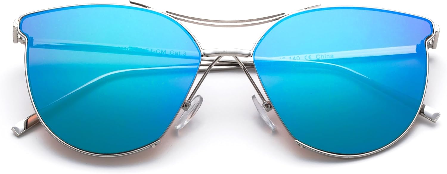 

Современные солнцезащитные очки для женщин в геометрическом дизайне «кошачий глаз» 2017 года, с качественной металлической оправой Newbee Fashion Sunglasses, 3 Pack Green, Blue & Pink