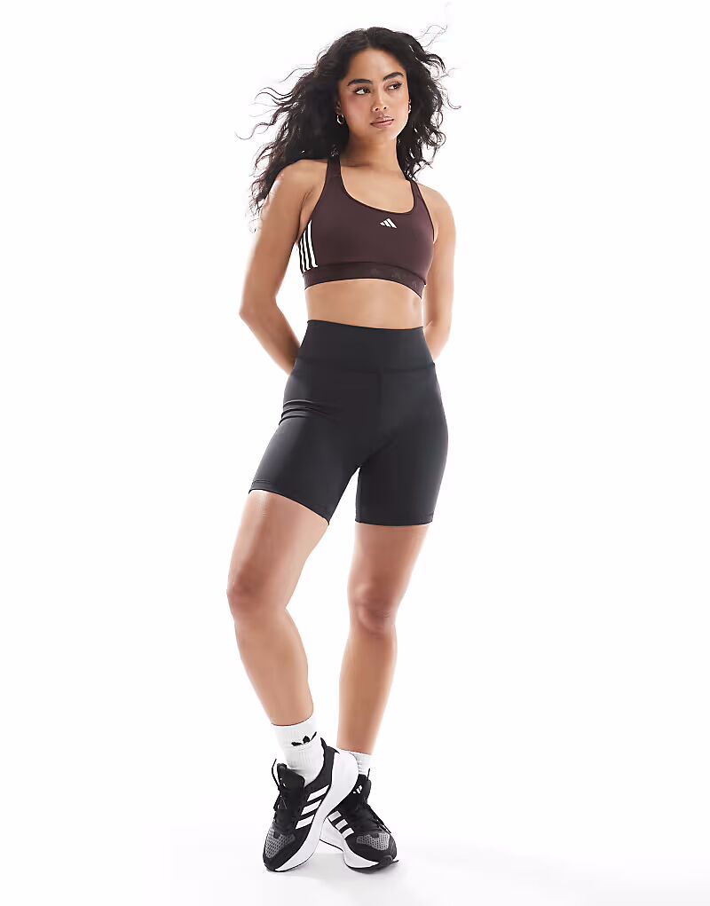 Спортивный бюстгальтер средней поддержки Adidas Training Hyperglam коричневого цвета — фото 4