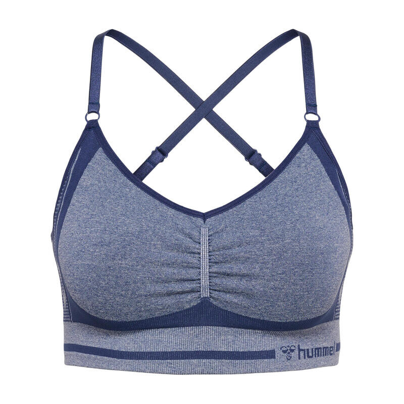 

Женский спортивный топ для занятий йогой Hmlmt Lulu Seamless Scrunch Bra с технологией Beecool HUMMEL, цвет blau