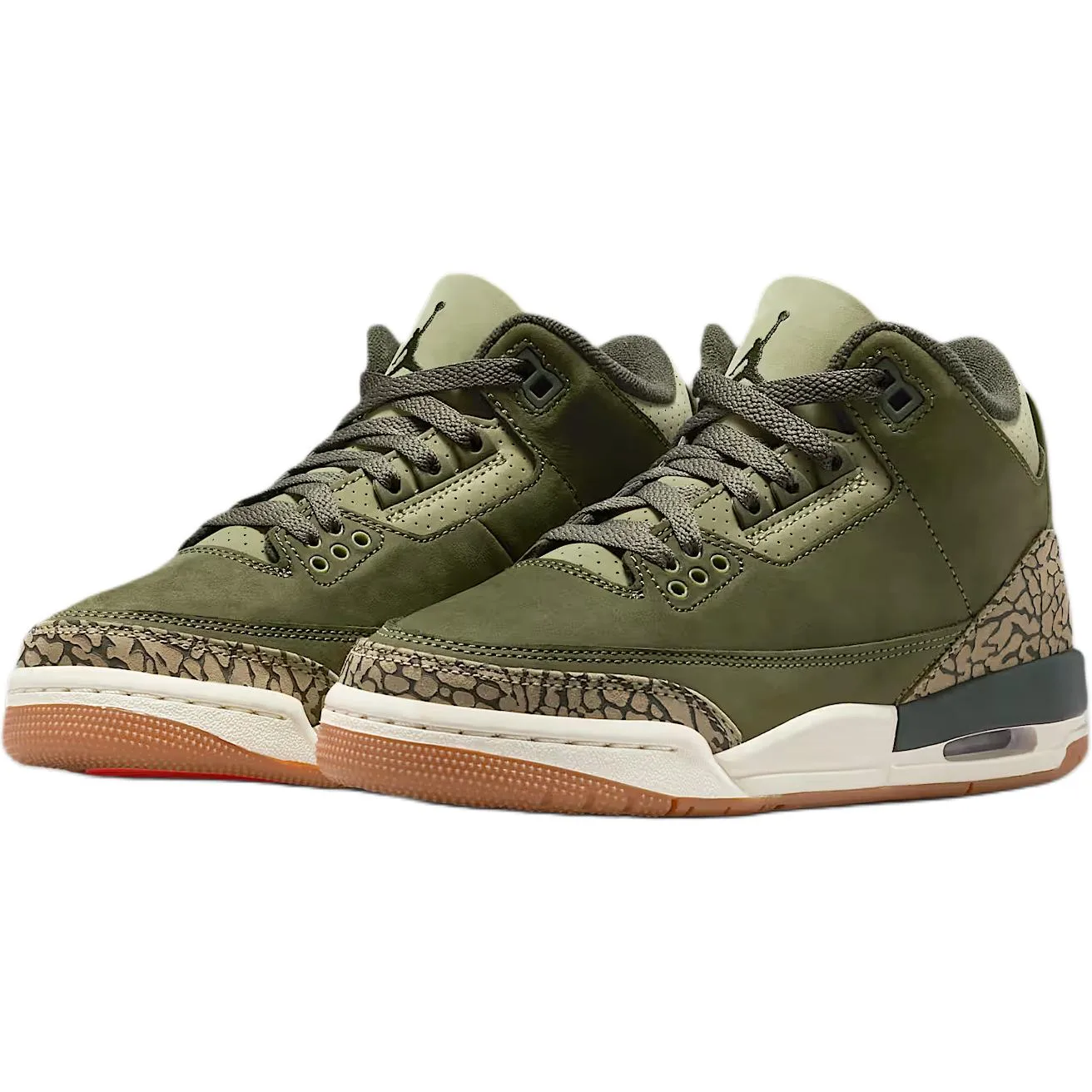 Jordan Детские баскетбольные кроссовки Air 3 Support Mid top оливкового цвета — фото 3