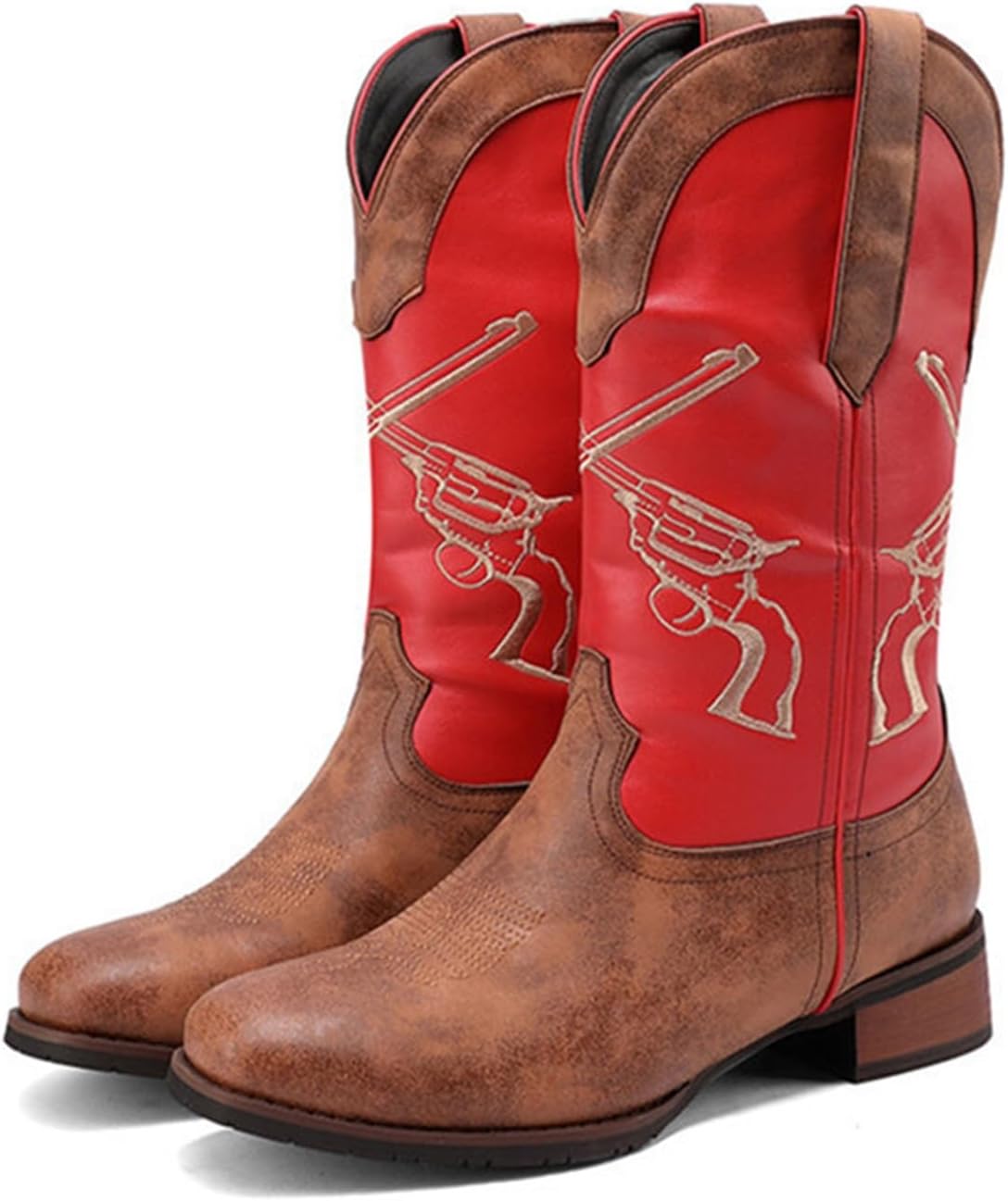 

Мужские и женские ковбойские сапоги DHAEY, ретро, с вышивкой, массивный каблук, круглый носок, традиционная строчка, деревенский стиль, удобные, повседневные, легкие западные сапоги (Цвет: синий, Размер: 11 женский / 9,5 мужской)