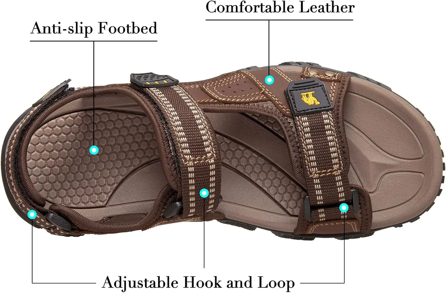 

Мужские водонепроницаемые сандалии CAMEL CROWN с поддержкой свода стопы для походов, комфортные кожаные сандалии с регулируемым ремешком, спортивные уличные сандалии для летнего пляжа и прогулок по тропам