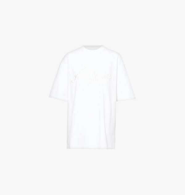 

Футболка свободного кроя из пике-хлопка с вышитым логотипом Acne Studios, белый