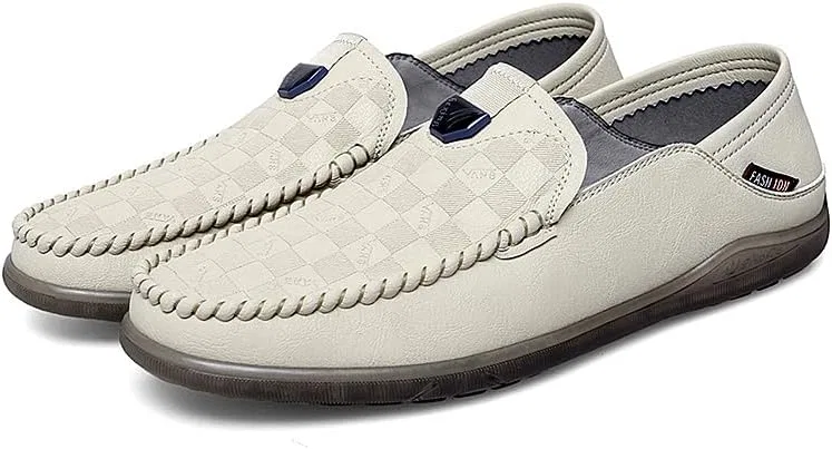 Лоферы Chen Lin Men Checkered Pattern Leather, бежевый — фото 4