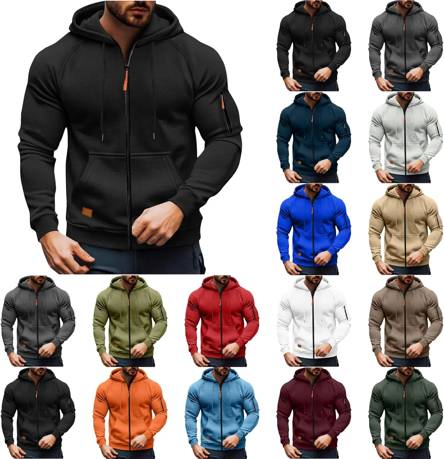 

Толстовка с капюшоном ABABC на молнии, мужская, флисовая