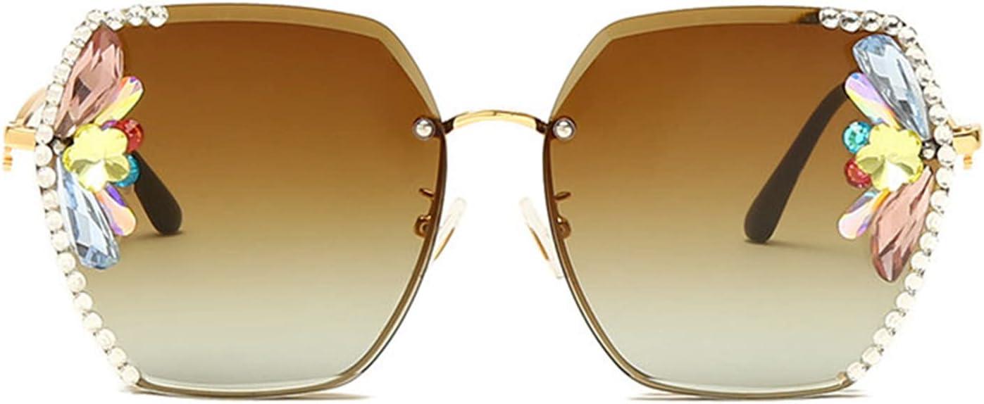 

Солнцезащитные очки Willochra большого размера без оправы для женщин, очки с прозрачными линзами, большие солнцезащитные очки, солнцезащитные очки с градиентными линзами, солнцезащитные очки с бриллиантами, Brown