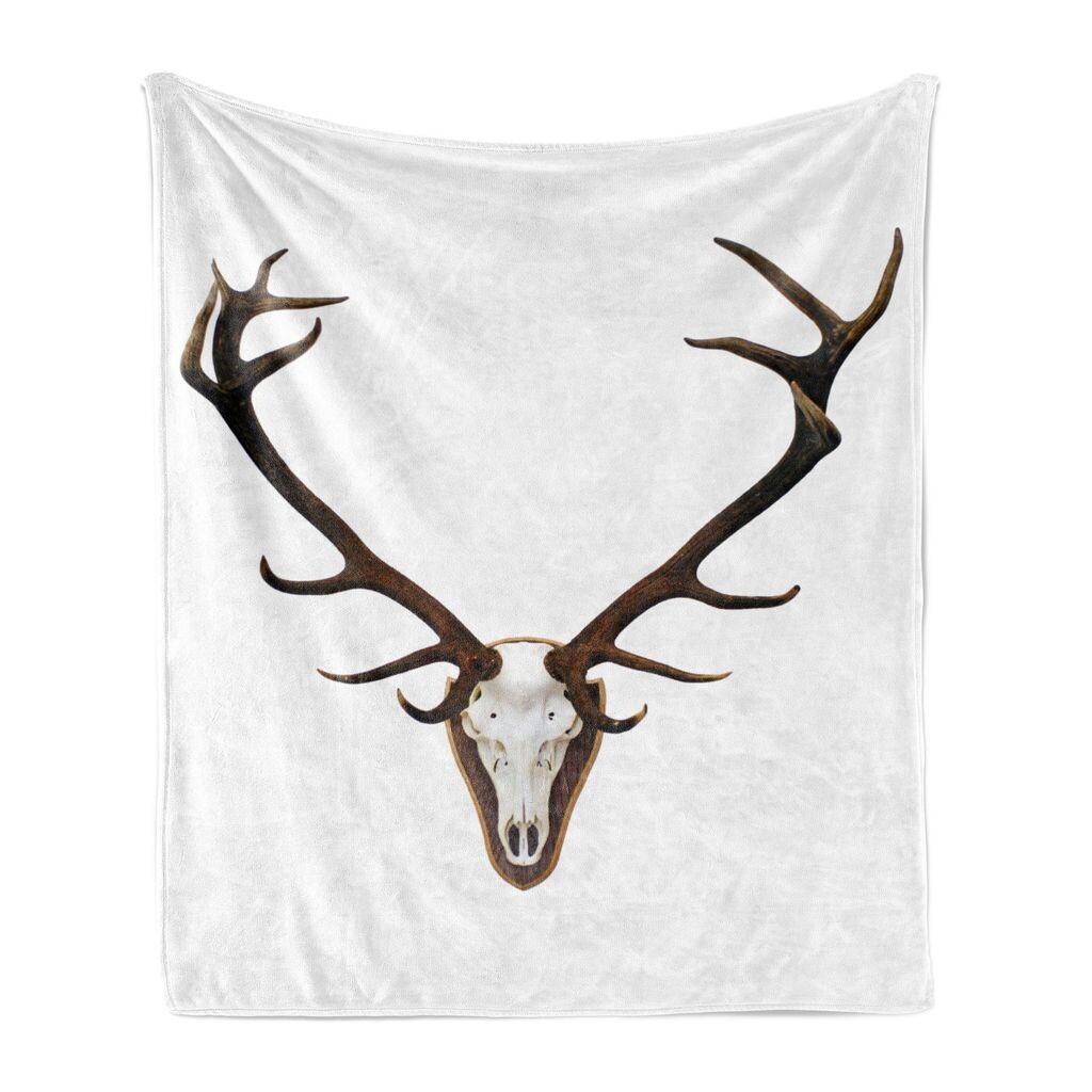 

Мягкое фланелевое флисовое одеяло ABAKUHAUS Antler, крепление на кости оленя, уютный плюш для использования в помещении и на открытом воздухе, 125 x 175 см, коричневый и светло-серый, красный