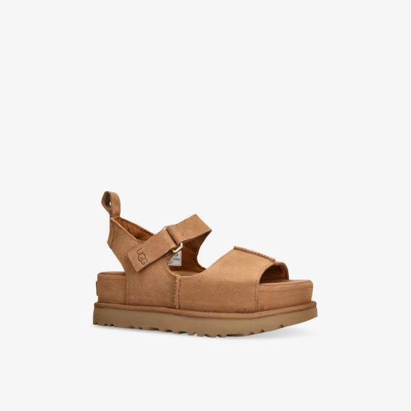 Сандалии замшевые Ugg Goldenstar на платформе, рыжевато-коричневый — фото 3