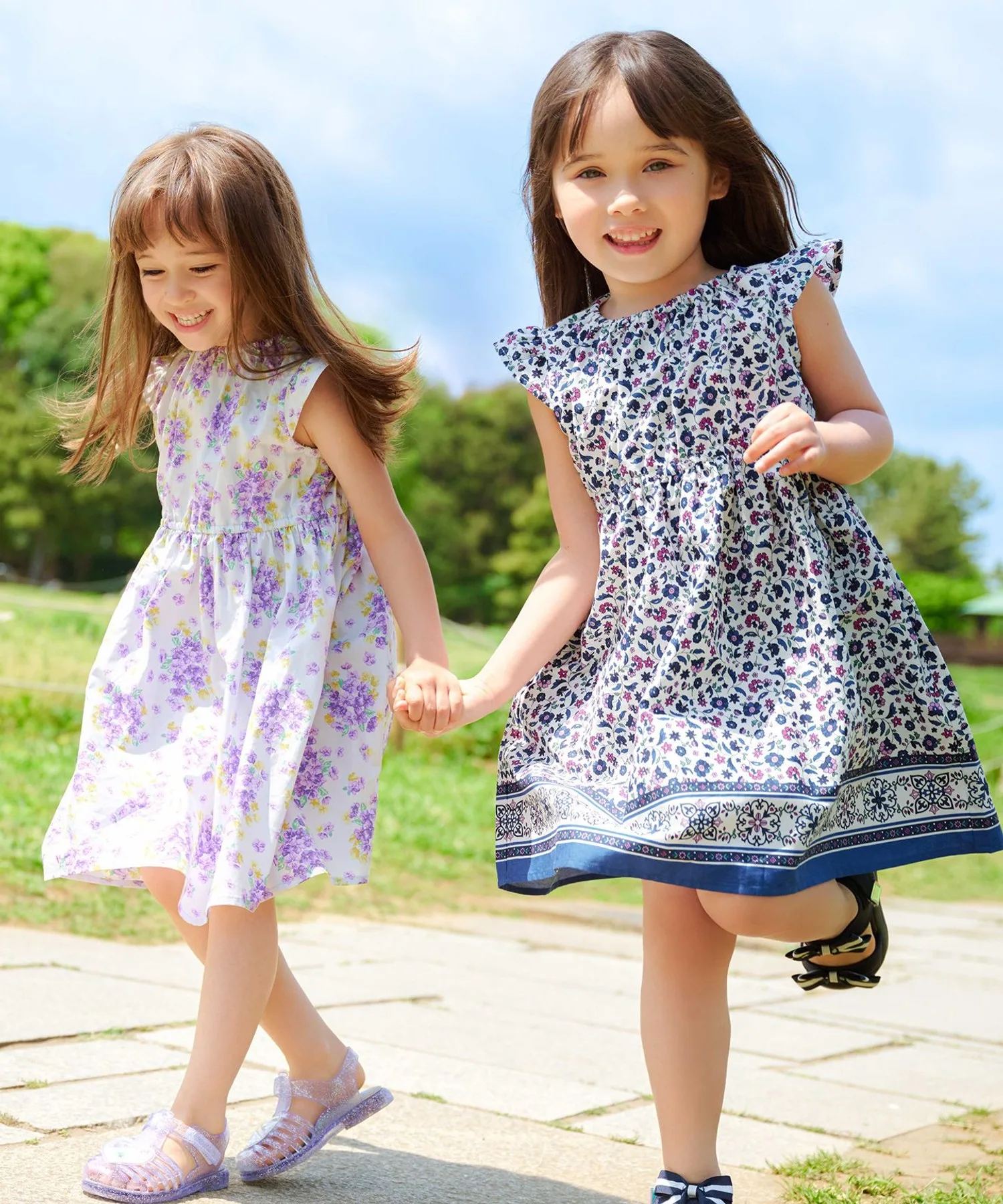 Детское хлопковое летнее платье с цветочным принтом ANY тёмно-синее — фото 4