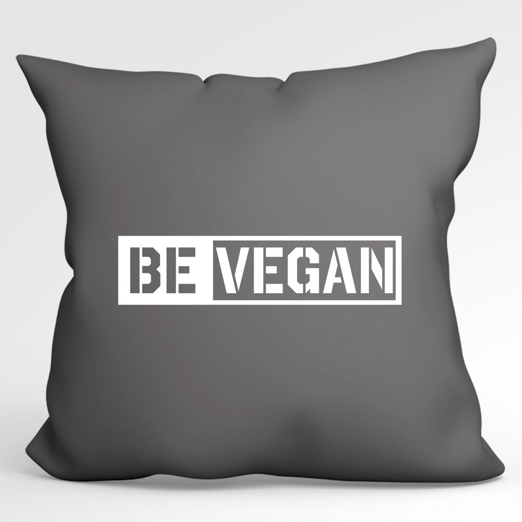 

Huuraa Cushion Be Vegan Современный декоративный чехол для подушки без наполнителя, размер 40 x 40 см, стальной серый с мотивом для всех веганов. Идея подарка для друзей и семьи Hellweg Druckerei