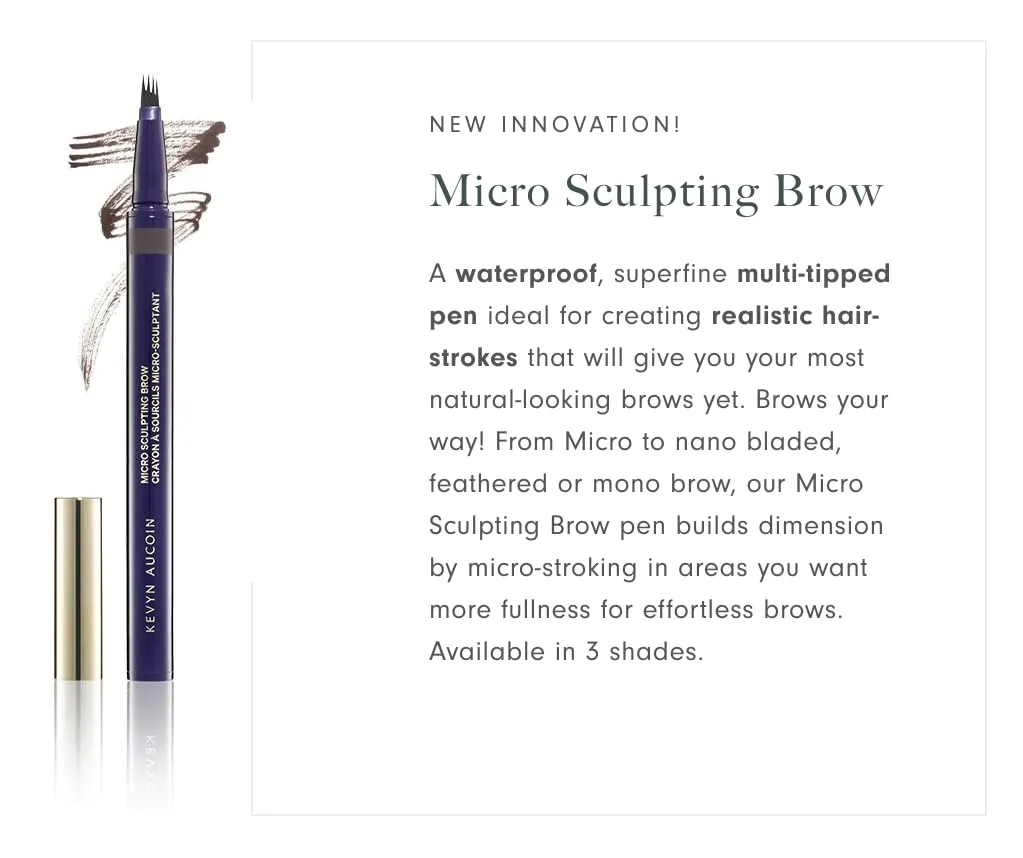 Kevyn Aucoin Micro-Sculpting Brow: водостойкая супертонкая ручка с несколькими наконечниками для создания реалистичных волосков бровей, BRUNETTE — фото 2