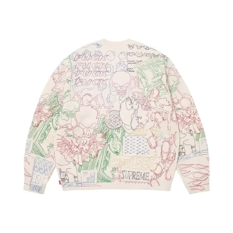 Свитер Supreme Collage с вышивкой, белый — фото 2