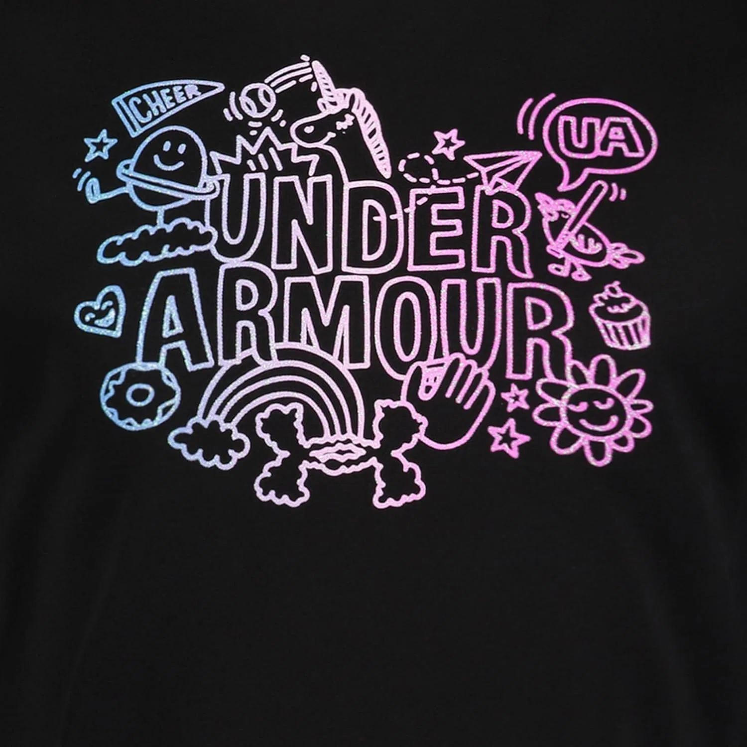 Детская футболка с длинным рукавом Under Armour, Black/Doodle Gradient — фото 2