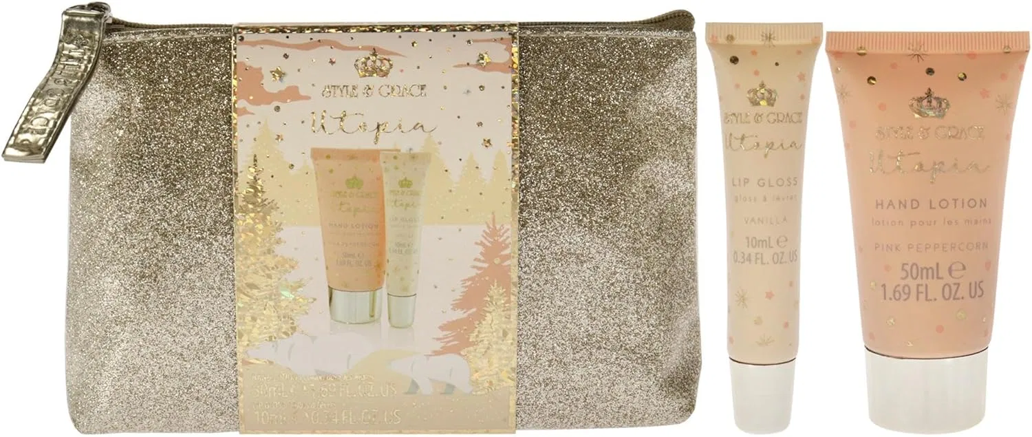 Набор блесков для губ и лосьона Style and Grace Utopia Glitter Bag Set, 3 предмета, 48.24 г